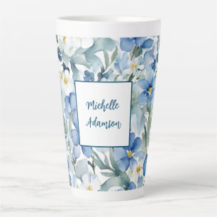 Retro Stilvolle Elegante Schlicht Blue White Blume Milchtasse