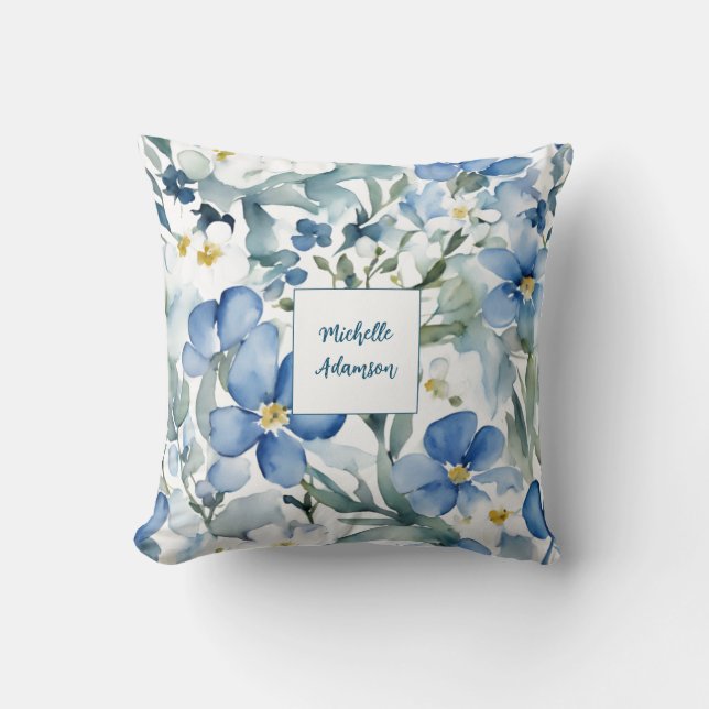 Retro Stilvolle Elegante Schlichte Blume Ihr Name Kissen (Vorderseite)