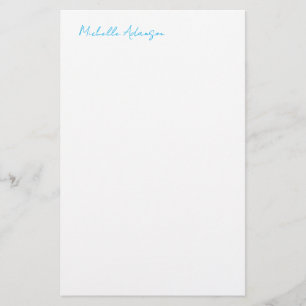 Retro Stilvolle Elegante Schlichte Himmelblau Weiß Briefpapier