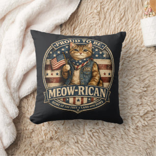 Retro Stolz, ein amerikanisches Katzen mit Sternen Kissen