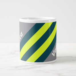 Retro Storm Cloud Grove Stripes with Name Jumbo-Tasse