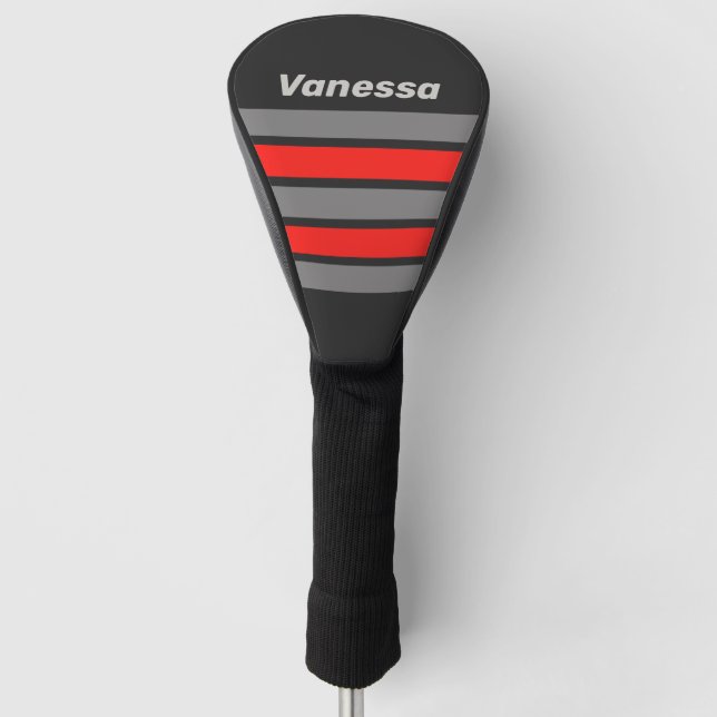 Retro Stormy Sky Across Striping with Name Golf Headcover (Vorderseite)