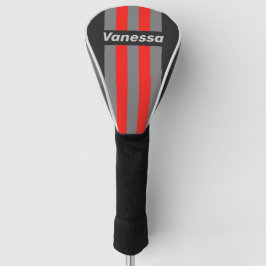 Retro Stormy Sky Pin Stripes with Name Golf Headcover