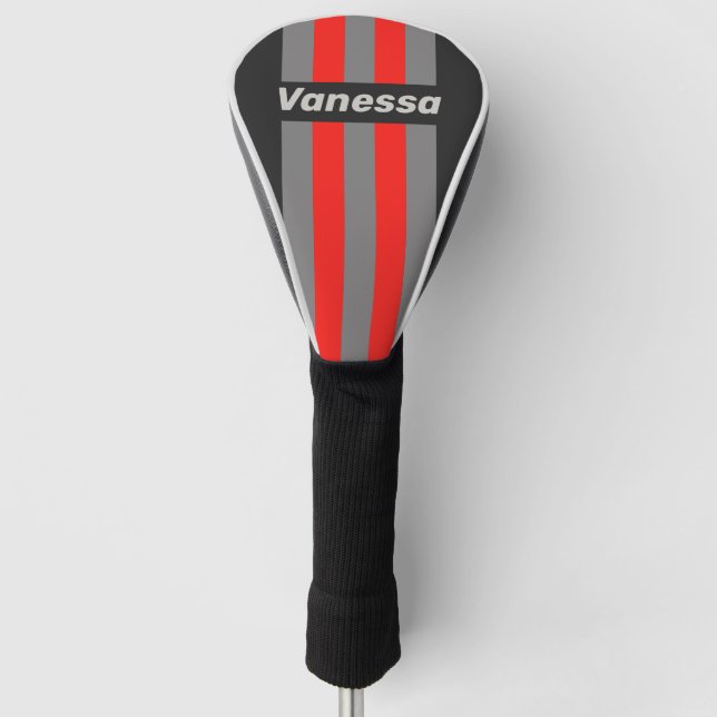 Retro Stormy Sky Pin Stripes with Name Golf Headcover (Vorderseite)