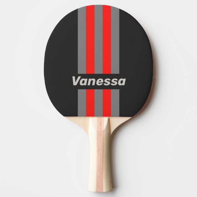 Retro Stormy Sky Pin Stripes with Name Tischtennis Schläger (Vorderseite)