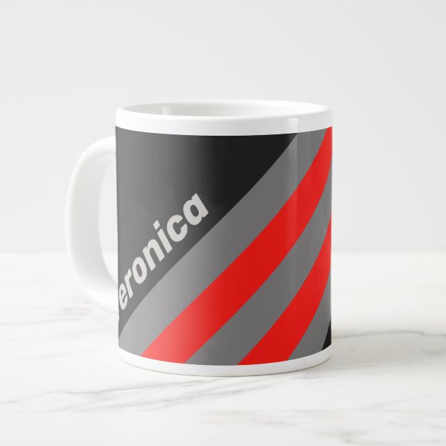 Retro Stormy Sky Stripes with Name Jumbo-Tasse (Vorderseite Links)