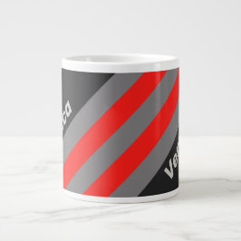Retro Stormy Sky Stripes with Name Jumbo-Tasse