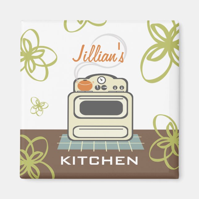 Retro Stove Modernes Küchenmagazin Magnet (Vorne)