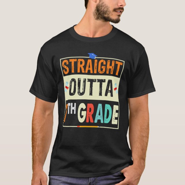 Retro Straight Outta 7th Grade  1st Day of School T-Shirt (Vorderseite)