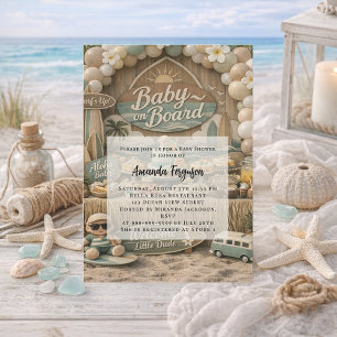 Retro-Strand-Baby-Shower 'Baby on Board' Einladung