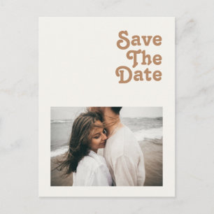 Retro Strand   Elfenbein-Foto Save The Date Einladungspostkarte