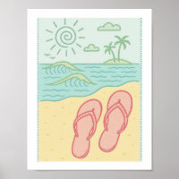 Retro-Strand Flip Flops Tropischer Ozean Küsten-So
