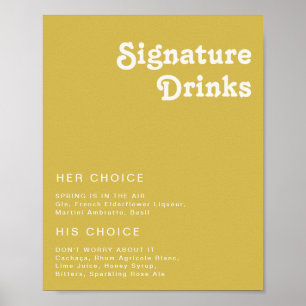 Retro Strand   Goldene Signature-Drinks-Schilder Poster