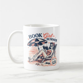 Retro-Strand-Lesemädchen-Sommer Kaffeetasse