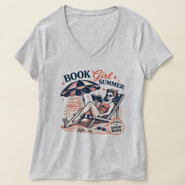 Retro-Strand-Lesemädchen-Sommer T-Shirt