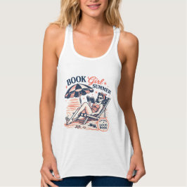 Retro-Strand-Lesemädchen-Sommer Tank Top