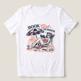 Retro-Strand-Lesemädchen-Sommer Tri-Blend Shirt