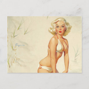 Retro-Strand-Pin-up-Girl Postkarte
