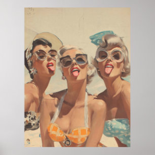 Retro-Strand-Pin-Up-Stimmung Poster