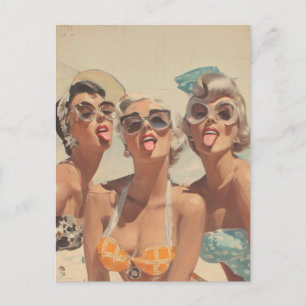 Retro-Strand-Pin-Up-Stimmung Postkarte