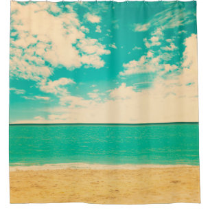 Retro Strand, Retro, Poster, Foto, Hintergrund Duschvorhang