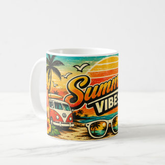 Retro-Strand-Sonnenuntergang im Sommer Kaffeetasse