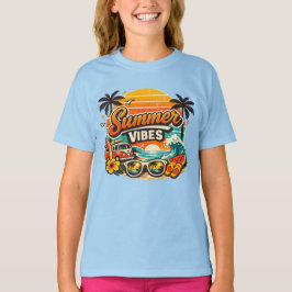 Retro-Strand-Sonnenuntergang im Sommer  T-Shirt