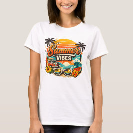 Retro-Strand-Sonnenuntergang im Sommer  T-Shirt