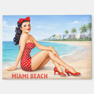 Retro-Strand-Souvenir im Art Deco-Stil der 1950er  Magnet