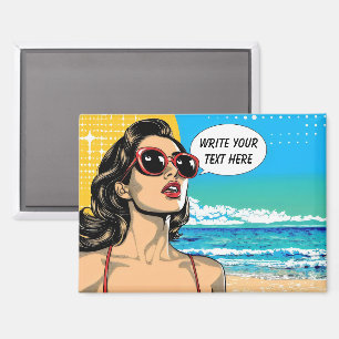 Retro-Strandfrau anpassbar Magnet