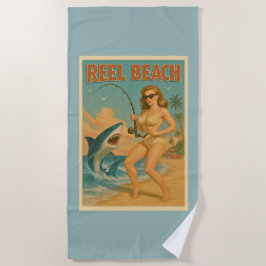 Retro-Strandleben Hai-Angeln Pin-Up Strandtuch