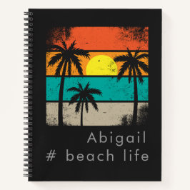 Retro-Strandleben, schwarze Silhouette Notizbuch