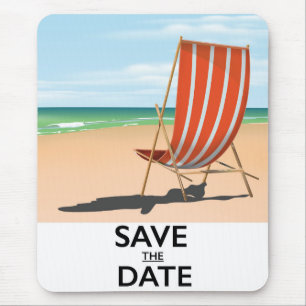 Retro-Strandplakat 'Datum vormerken' Mousepad