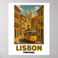 Retro-Straßenbahn-Szene in Lissabon, Portugal im V