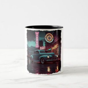 Retro-Straßenszene-Kunst 1940er Jahre Klassiker Au Zweifarbige Tasse