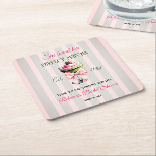 Retro Strawb Perfect Matcha Pink Bow Brautparty Rechteckiger Pappuntersetzer
