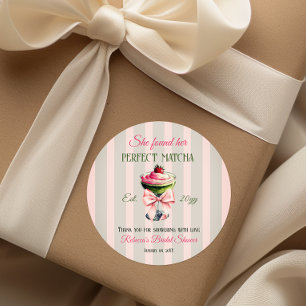 Retro Strawb Perfect Matcha Pink Bow Brautparty Runder Aufkleber