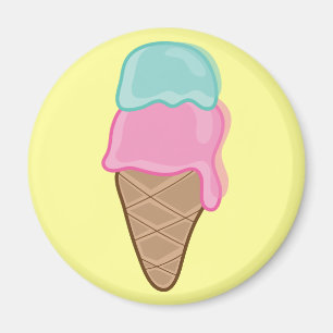 Retro Strawberry and Minze Ice Cream Party Magnet