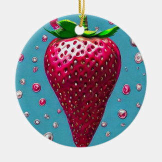 Retro Strawberry Keramik Ornament