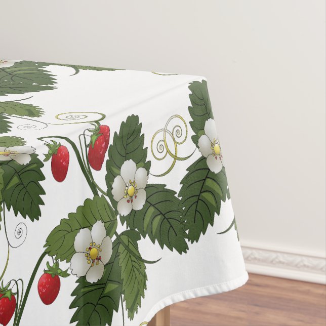 Retro Strawberry-Pflanze mit Gold-Wirbel Tischdecke (Beispiel)