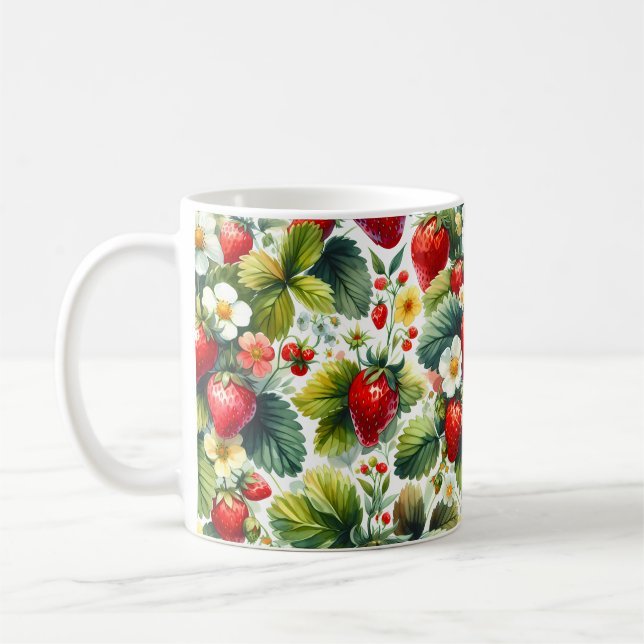 Retro Strawberry Pflanze - Vintager Gartengarten Kaffeetasse (Links)