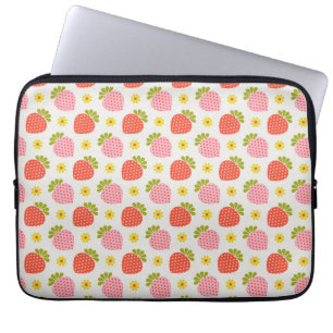 Retro Strawberry und Daisy Pattern Laptopschutzhülle