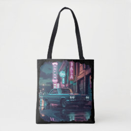 Retro Street Scene Art 1940s Classic Car Tasche