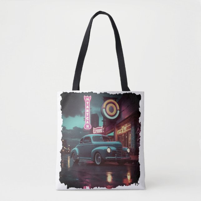 Retro Street Scene Art 1940s Classic Car  Tasche (Vorderseite)