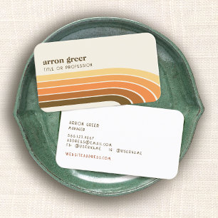 Retro-Streifen 70er 80er Orange Gold Beige Visitenkarte
