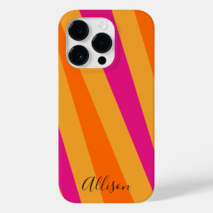 Retro-Streifen 70er 80er Rosa Orange Senf Groovy Case-Mate iPhone 14 Pro Hülle