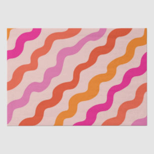 Retro Streifen Abstrakte Waves Rosa Orange Seidenpapier