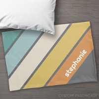 Retro-Streifen - aquamarin und gold - mit Name Mon