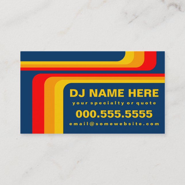 Retro Streifen DJ Visitenkarte (Vorderseite)
