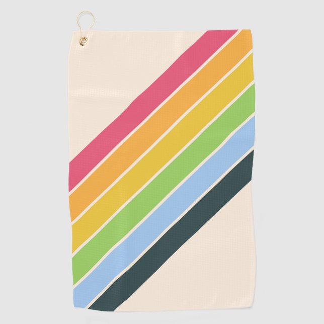 Retro Streifen farbenfroh gestreifter 70er 80er De Golfhandtuch (Vorderseite)
